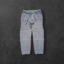 Mens snow peak acrylic wool blend cable knit woven grey trousers, M