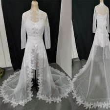 Bride Jacket Wedding Coat Sweep Train Capes Wrap Bolero Lace Robe Tulle Shrug