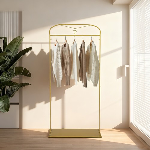 Gold clothes rack metal - clothes,