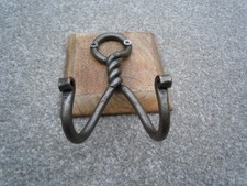 Rustic coat hook blacksmith hand forged  iron coat peg hanger