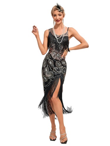 1920s flapper fringed - flapper, sequin