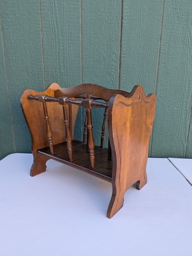 Vtg wooden magazine rack stand - vtg,