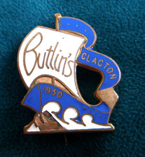 BUTLINS CLACTON 1950 Holiday Camp SHIP Dark Blue and white scarce enamel badge