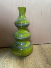 Vintage Retro Green Drip Glaze Ceramic Vase Mid Century Modern Home Decor