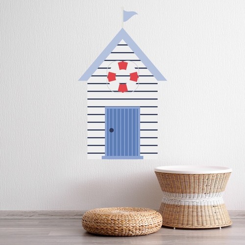 Blue stripe beach hut - blue,