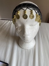 coin headband, black silver and gold, suitable for belly dance