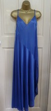 VINTAGE "UNDERCOVER WEAR" PRETTY BLUE SILKY NYLON LONG NIGHTDRESS SIZE 12-14