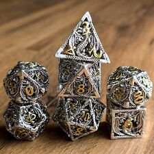 DND Metal Dice Set 7pcs Dragon Polyhedral Hollow Die TTRPG Game Dungeons D&D