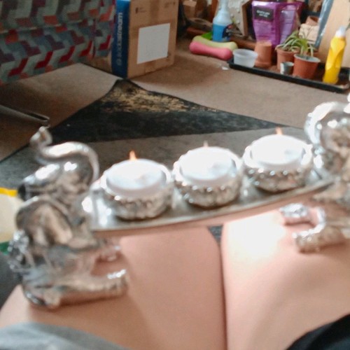 Silver elephant tea light - elephant,