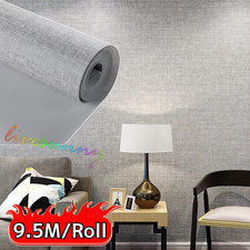 Plain Grey Textured Wallpaper Embossed Thick Woven Linen Effect Wall Paper 10M-