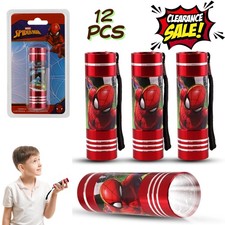 12x Joblot Spiderman Aluminium Kids LED Torch 8.7cm Xmas Gift Pocket Night Light