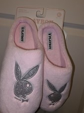 Pink Glitter Playboy Bunny Super Soft Fuzzy Slippers