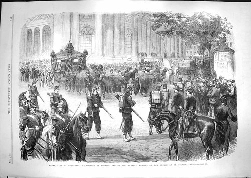 Old antique print 1866 funeral - antique,