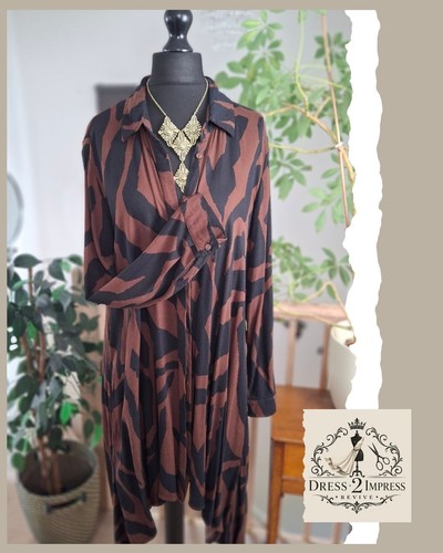 Womens baggy shirt dress - shirt, brown