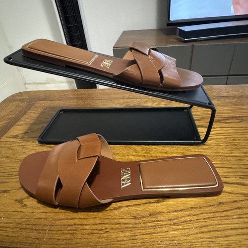 Zara flat brown - , leather