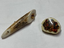 Jewellery Great Job Lot Vintage Scottish Deer/Stag Antler Brooches x2