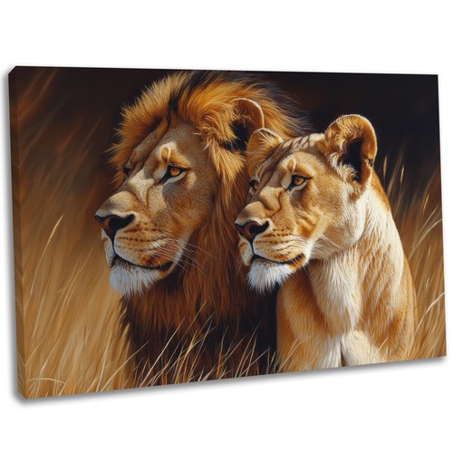 Lion lioness canvas wall - lion,