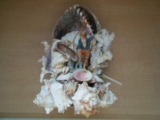 Decorative Vintage Sea Shell Lamp, Mixed Shells and Coral, Unusual and Pretty
