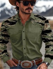 Cowboy Western Camo Shirt Mens