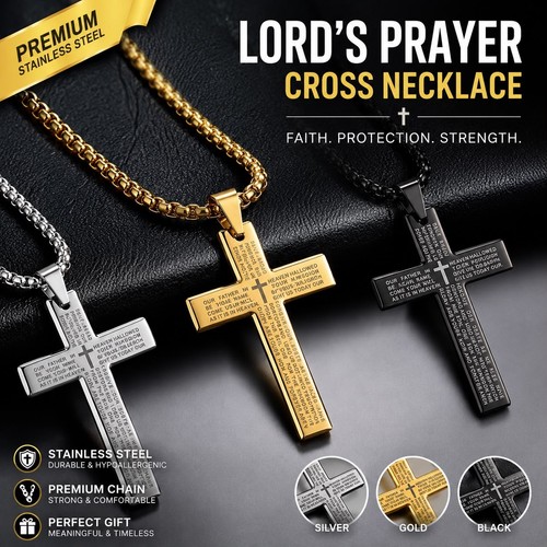 Stainless steel cross necklace - stainless,
