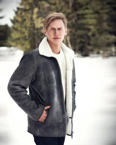 Shearling coat men real - shearling,