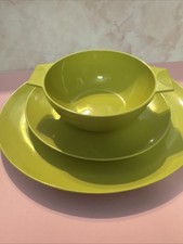 Vintage Oval Melaware Set (dinner,side,bowl)  Olive Green Great Condition