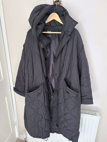 Zara black long quilted - long, hooded
