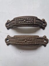 Antique / Vintage Cast  Metal Pair D Shaped Door Pull Handles