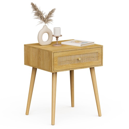 Bedside table with - table, natural