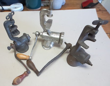 3 Vintage Meat  Mincers, Hand Crank, wooden handle Made in England Cast Iron