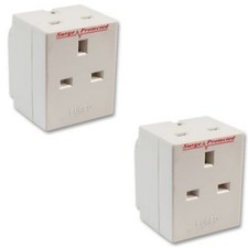 2 x Surge Power Protector Adaptor Plug 3 Way 13A 3 GANG 3G 