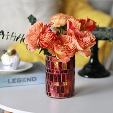 Handmade Red Mosaic Bud Glass