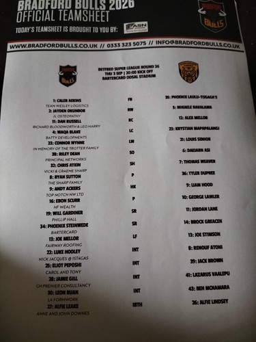 Bradford bulls castleford - bradford, v