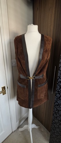 70s suede leather gilet - leather,