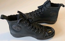Converse Chuck 70 Hi Boot UK 5.5 Triple Black Suede Leather With Sherpa Lining
