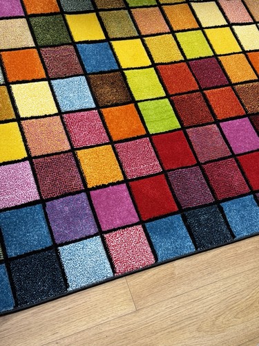 Multicolour checkered rug - multicolour,