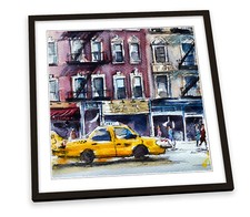 New York Yellow Taxi Cabs FRAMED ART PRINT Picture Square Artwork