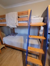 Scallywag Bunk Bed with Arched Ladder Blye And Honey Colour