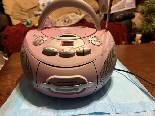 Pink portable boombox - portable, by