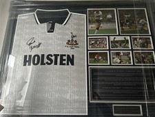 PAUL GASCOIGNE SPURS SIGNED 1991 TOTTENHAM #8 FOOTBALL SHIRT COA SEE PROOF GAZZA