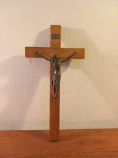 Vintage INRI Jesus Christ Wood/metal Crucifix Cross West German,  25CMS TALL 