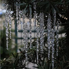 Christmas Clear Icicle Ornaments Set of 24 – Sparkling Glass Effect Tree Decorat