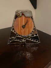 Unusual glass and metal mantel clock
