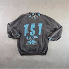 Vintage Ton Sur Ton Sweatshirt Mens Large Grey Distressed TST Logo Pullover 80's