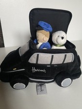 Harrods London Black Taxi Cab, Driver & Dog. Carry Handle Stuffed Plush Soft Toy