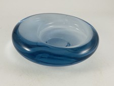 Vintage Holmegaard 'Akva' Blue glass dish Per Lutken signed, MCM