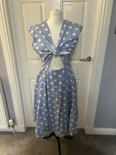 Tara Starlet Blue And White Polka Dot 50’s Style Dress Uk Size 12