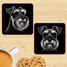 Miniature Schnauzer Coasters, Set Of 2, Mug Mats, Gift