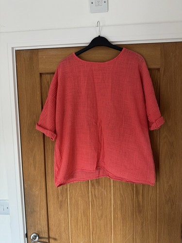 Coral 100 cotton linen - coral, cotton,