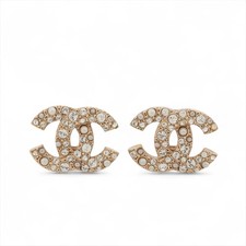 Chanel Coco Mark C21C Piercing jewelry (for both ears) GP x rhinestone x imitati